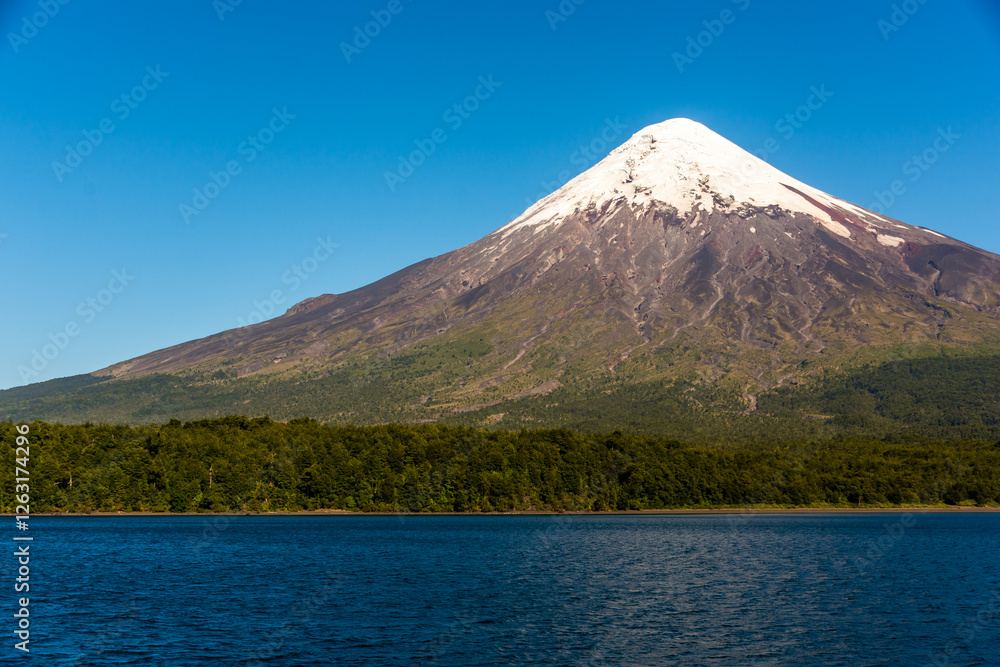 Osorno volcano from the Andes Mountains, Chile, seen from lake Todos los Santos Osorno volcano from the Andes Mountains, Chile, seen from lake Todos los Santos