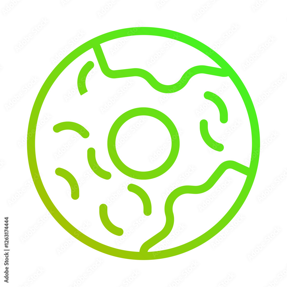 Fototapeta premium Minimalist Donut Icon with Green Gradient Style