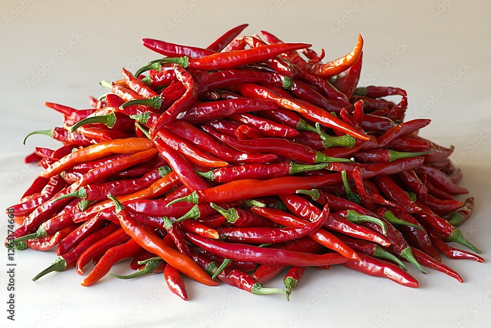 Vibrant Pile of Red Chili Peppers Ready for Cooking Vibrant Pile of Red Chili Peppers Ready for Cooking