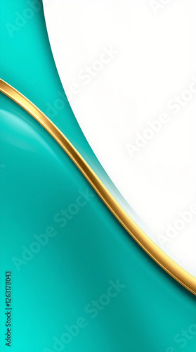 Elegant Abstract Background with Gold Wave and Aqua Gradient. Luxury, Modern