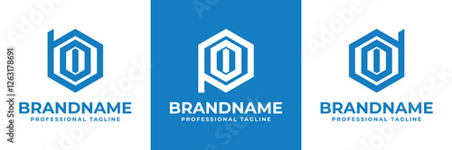 Letters BOI POI DOI Hexagon Logo, for BOI BIO POI PIO DOI DIO initials