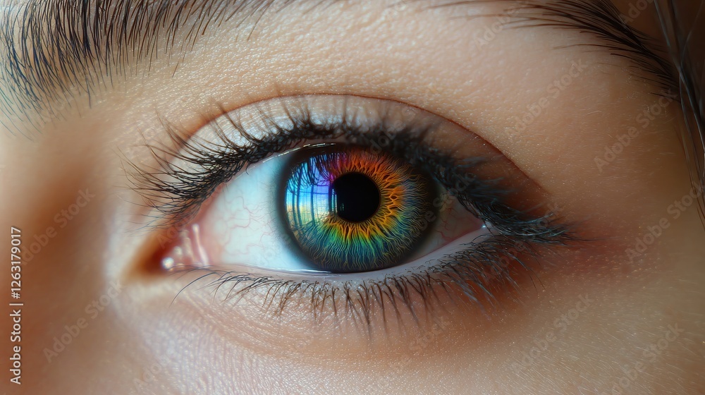 Obraz premium Close-up of rainbow iris on woman's eye - standard x.jpeg