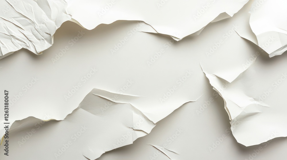 Textured White Torn Paper Background for Creative Projects