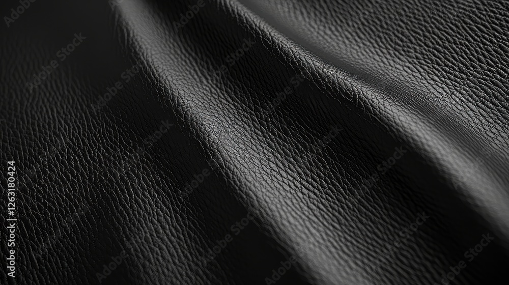 Fototapeta premium Close-up of Smooth Black Leather Texture with Sheen