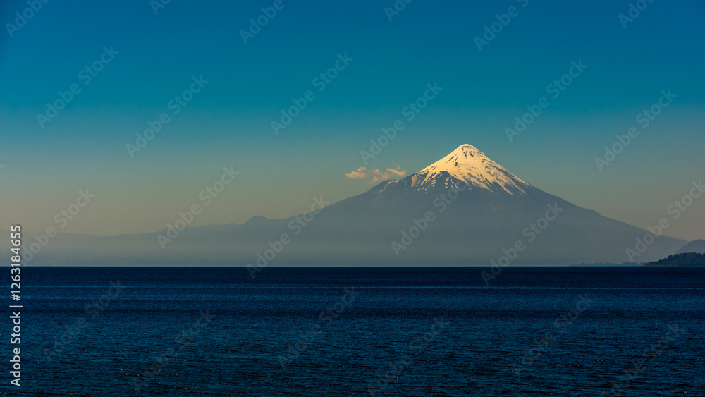 Osorno volcano from the Andes Mountains, Chile, seen from lake Llanquihue Osorno volcano from the Andes Mountains, Chile, seen from lake Llanquihue