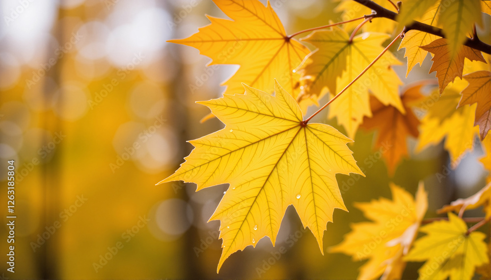 Yellow maple leaves in autumn sunlight for blogs, websites, nature-themed designs, greeting cards, stationery, and educational materials about seasonal changes and nature appreciation Yellow maple leaves in autumn sunlight for blogs, websites, nature-themed designs, greeting cards, stationery, and educational materials about seasonal changes and nature appreciation
