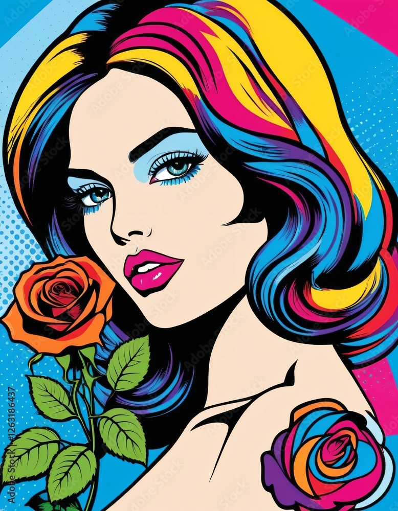 a woman's face and a flower that looks like a painting a woman's face and a flower that looks like a painting