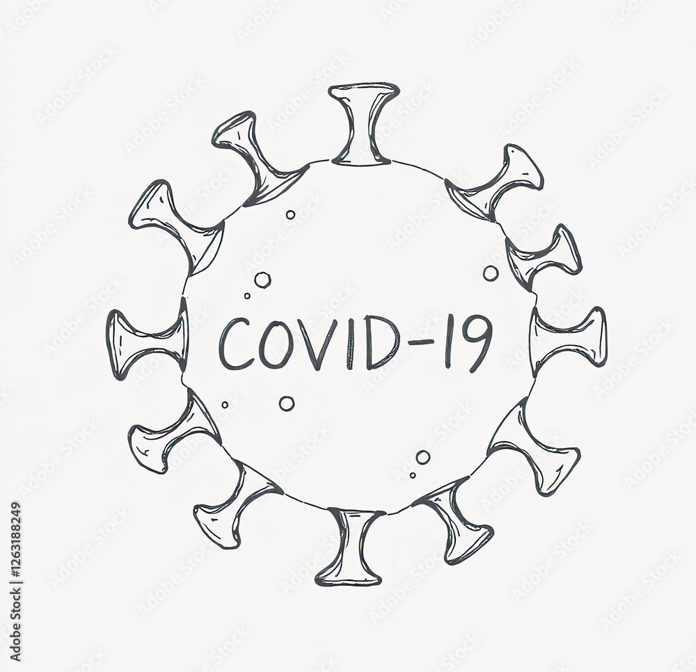 COVID-19 coloring page and line art drawing featuring virus structure and labeled text for educational purposes COVID-19 coloring page and line art drawing featuring virus structure and labeled text for educational purposes