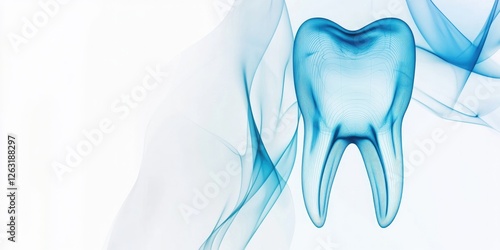 Abstract dental theme with blue tooth symbol for health care and medical design concepts photo