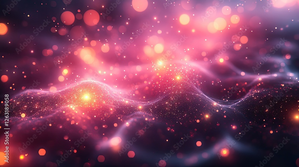 Fototapeta premium Abstract Pink and Orange Glittering Nebula