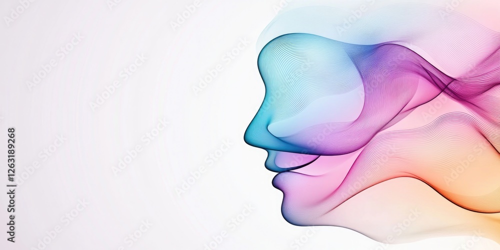 Abstract hearing health concept with colorful waves representing sound vibrations and ear care design Abstract hearing health concept with colorful waves representing sound vibrations and ear care design