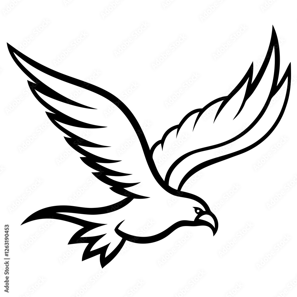 Obraz premium Flying eagle silhouette vector illustration 