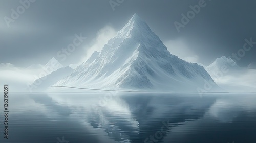 Wallpaper Mural Majestic snow capped mountain reflected in calm water Torontodigital.ca