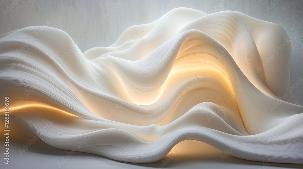 Obraz premium Abstract White Sculptures Illuminated By Warm Light