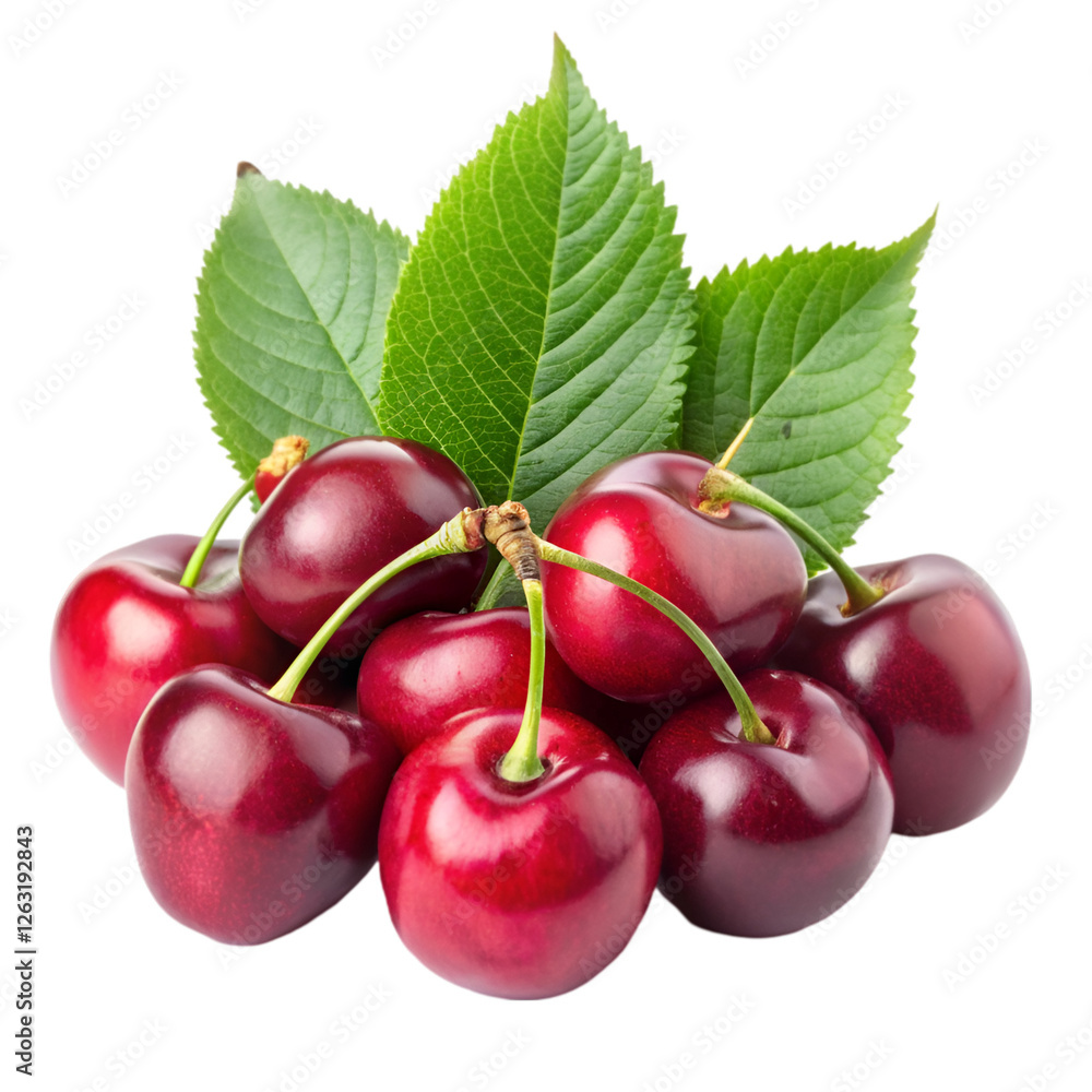 Ripe of cherry isolated on transparent background Ripe of cherry isolated on transparent background