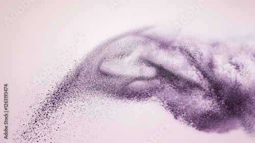 Abstract Purple and Gray Particle Wave on Pink Background