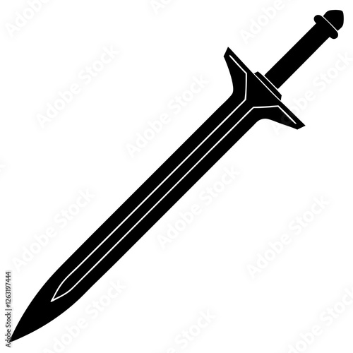 Plastic sword featuring a smoothly recessed handle  silhouette vector illustration 