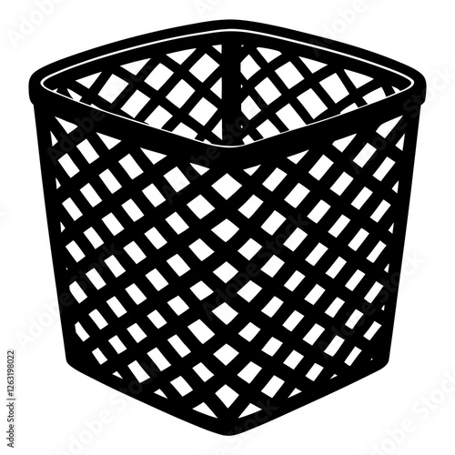 Storage basket featuring a recessed woven pattern silhouette vector illustration 
