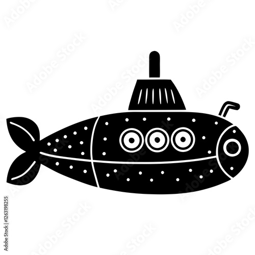 Toy submarine silhouette vector illustration 