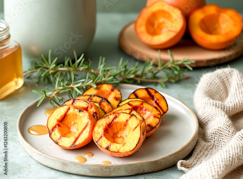 grilled halves with rosemary and honey photo