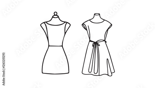 Continuous one single minimal line drawing Mannequins