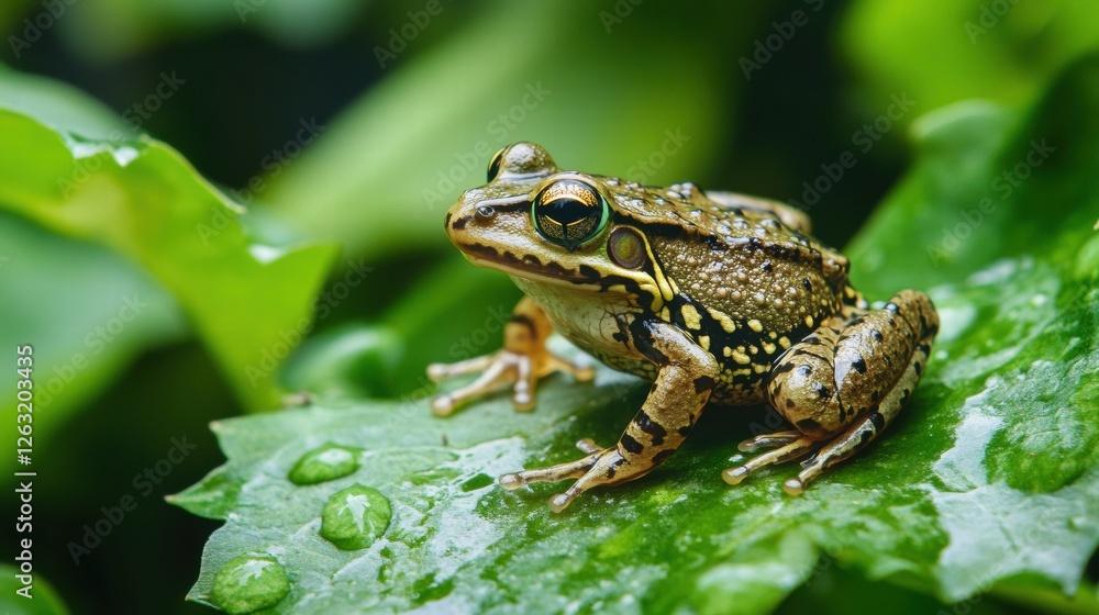 Frog sitting on a rainforest leaf Frog sitting on a rainforest leaf