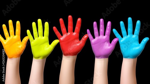 Colorful Painted Hands Displaying Creativity and Artistic Expression