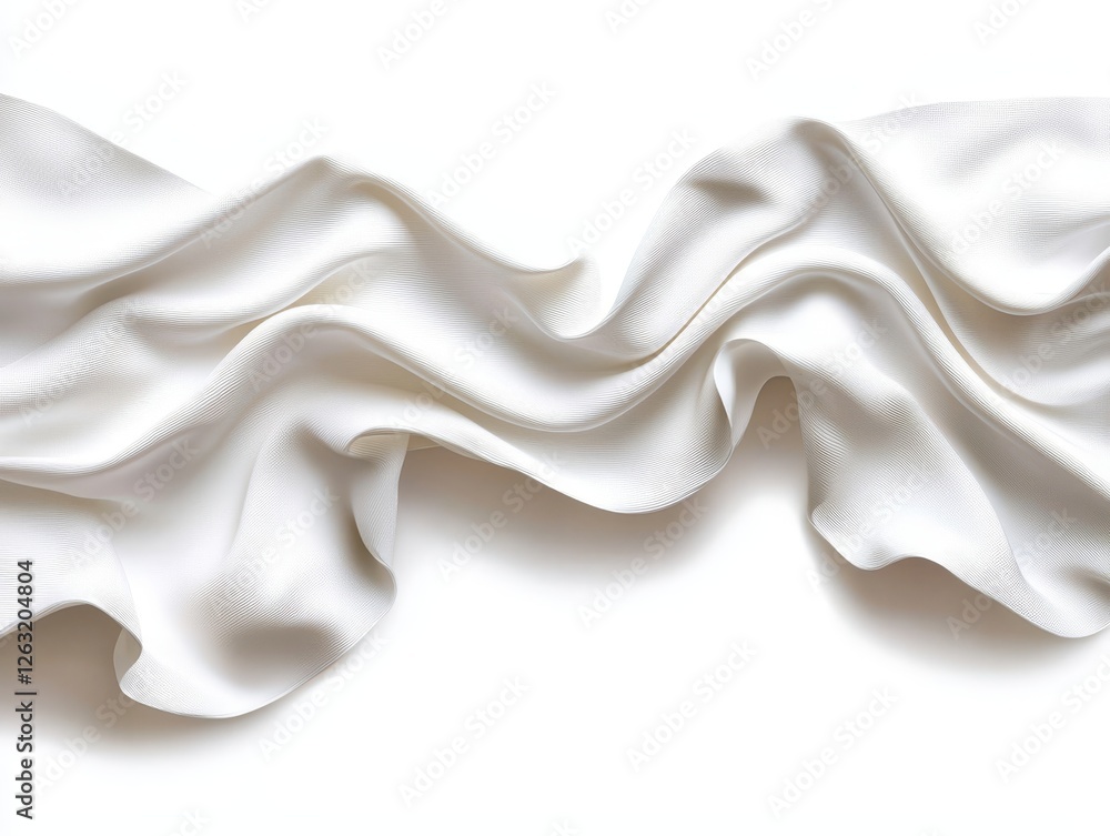 Fototapeta premium A smooth, white fabric draped elegantly, showcasing soft folds and a luxurious texture.