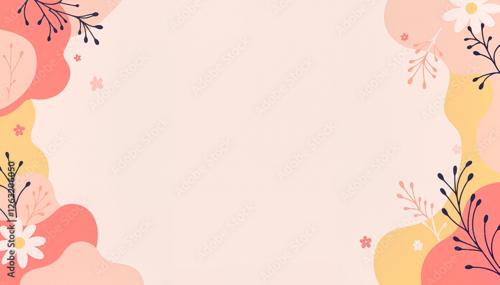 Minimalist abstract Women's Day greeting card design with soft pastels and floral accents Minimalist abstract Women's Day greeting card design with soft pastels and floral accents