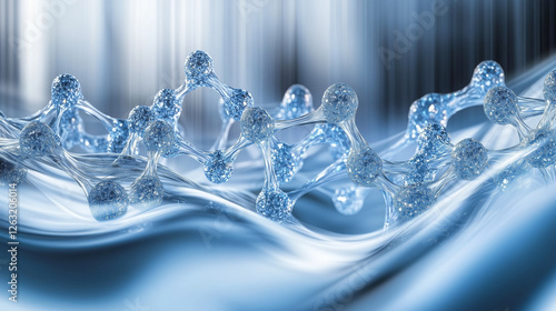 Molecular Structure in Blue Abstract Background