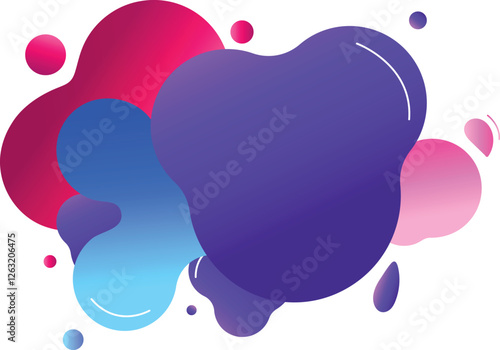 Colorful liquid splashes and blobs in vector form, creating a modern and abstract design on a transparent background. Ideal for use in graphic design, web elements, and creative marketing.