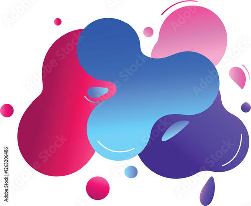 Colorful liquid splashes and blobs in vector form, creating a modern and abstract design on a transparent background. Ideal for use in graphic design, web elements, and creative marketing.
