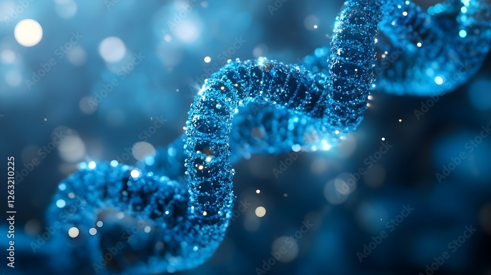 Stunning 3D Render of Blue DNA Helix Genetic Code Science Background Stunning 3D Render of Blue DNA Helix Genetic Code Science Background