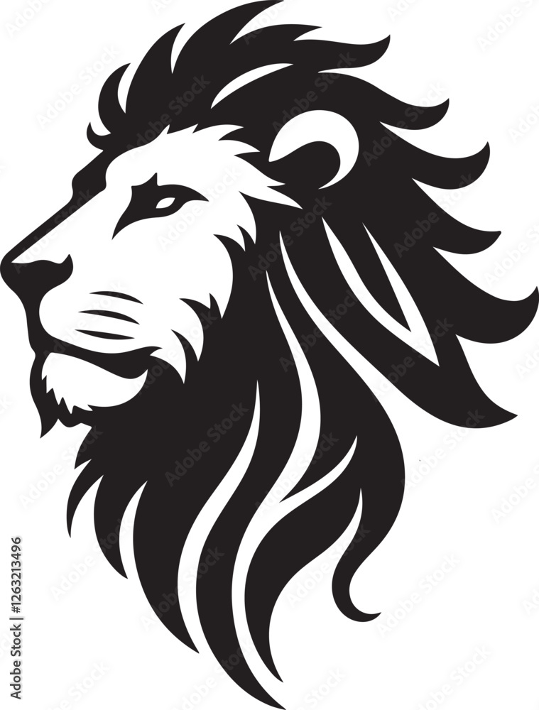 Fototapeta premium Lion head silhouette vector art illustration