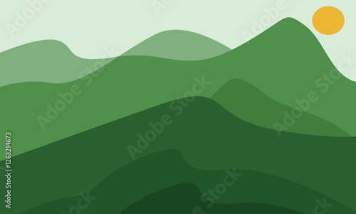 Green landscape mountain view background
