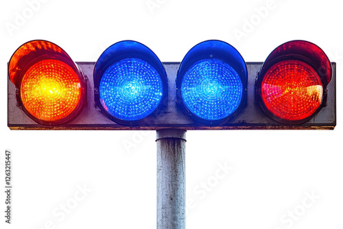 Emergency response lights urban setting traffic signal day isolated on transparent background