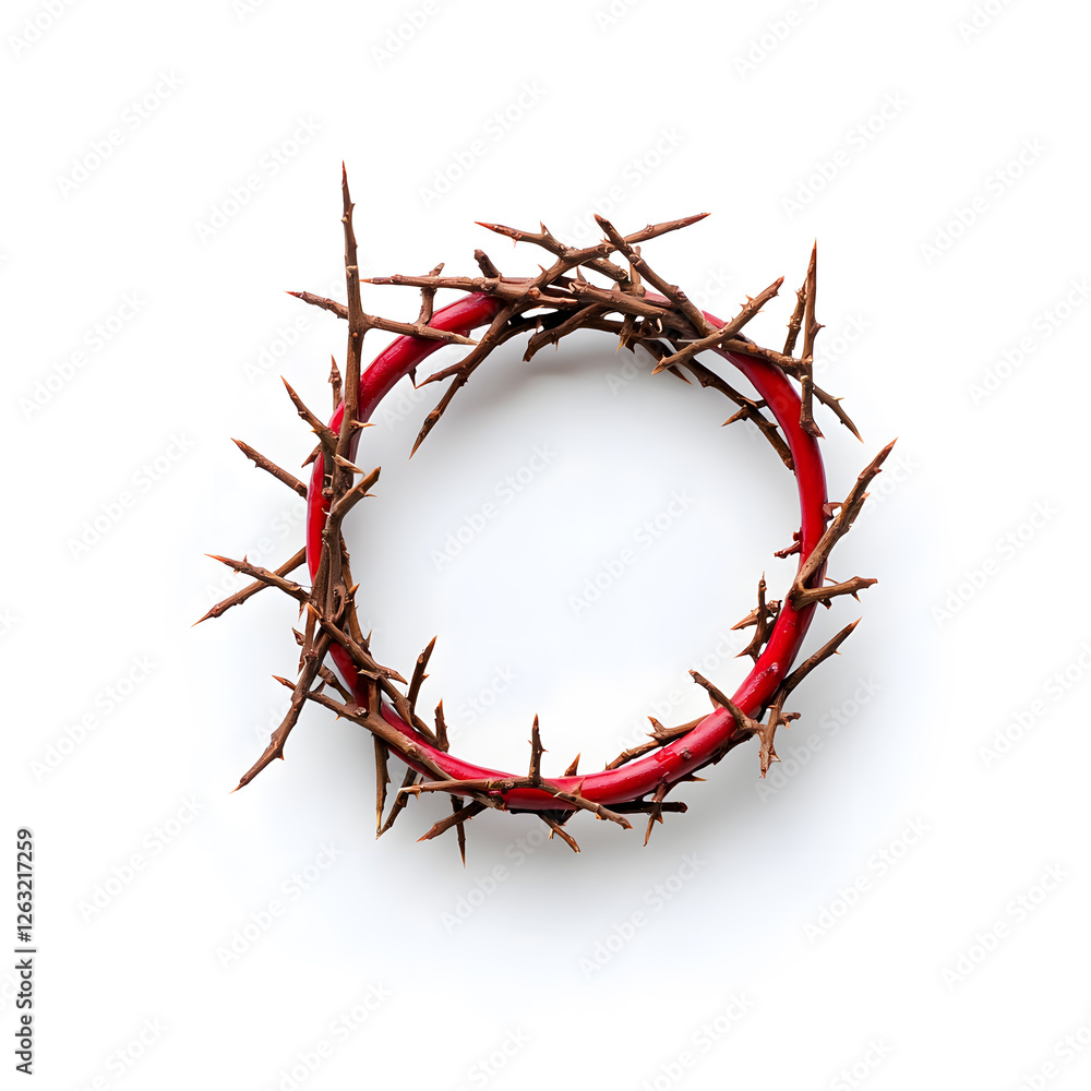 Fototapeta premium A crown of thorns top view isolated on a white background
