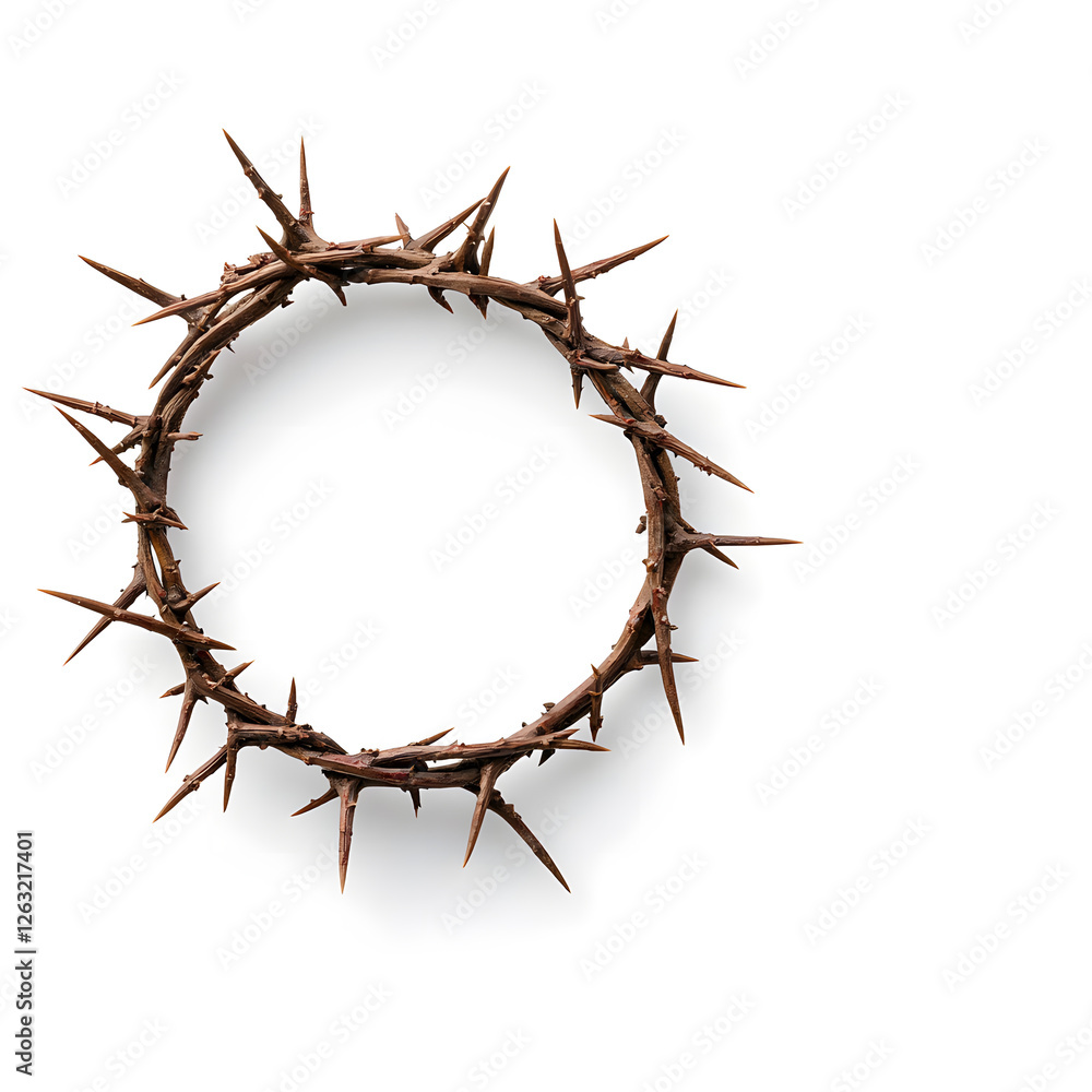 Fototapeta premium A crown of thorns top view isolated on a white background