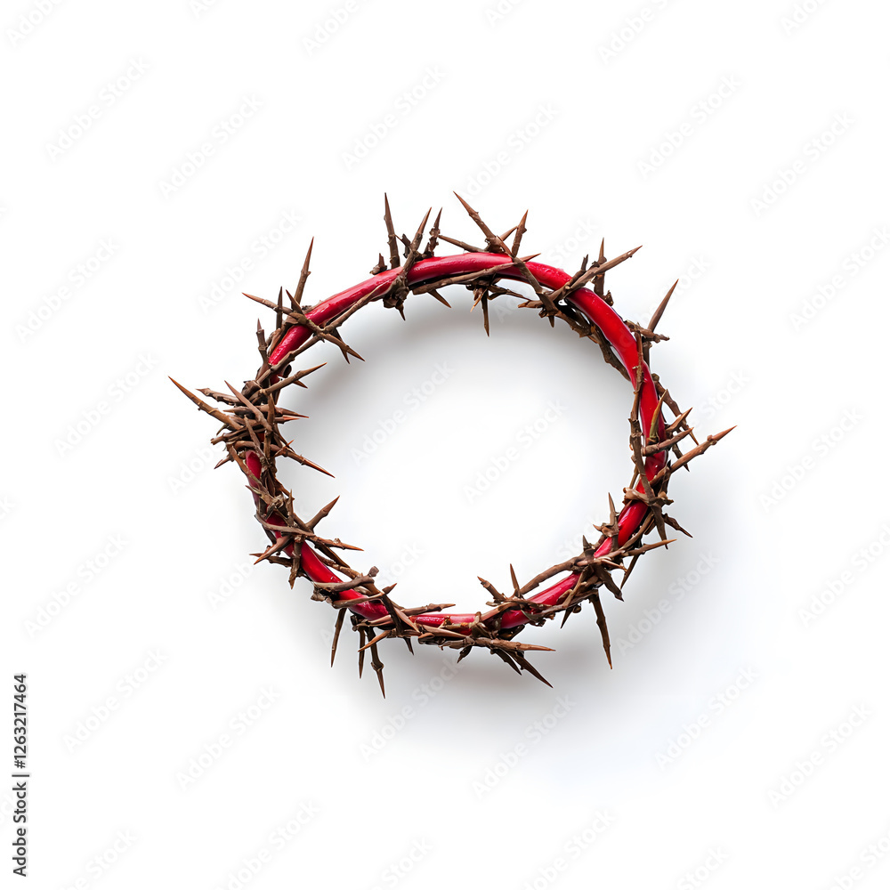 Fototapeta premium A crown of thorns top view isolated on a white background