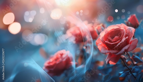 red rose in the morning