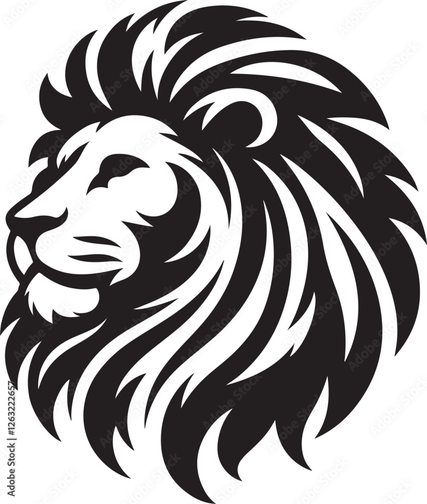 Fototapeta premium Lion head silhouette vector art illustration