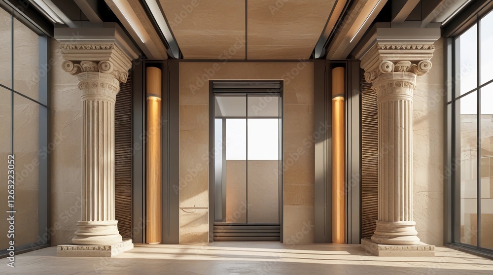 Obraz premium Luxury Hallway with Historical and Contemporary Fusion.