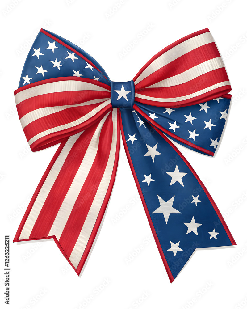 Fototapeta premium american flag with ribbon bow on the white background