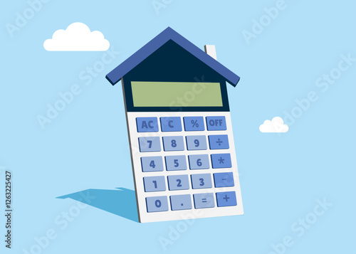 House mortgage calculation. Residential finance economy. Real estate investment or home refinance money. Vector illustration in flat style