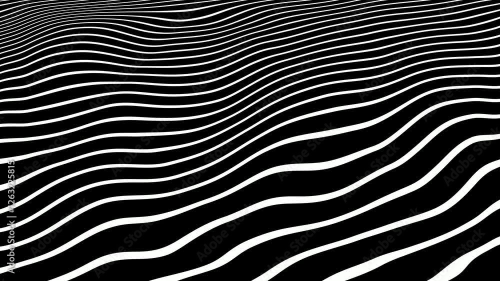 Black and white 3d wavy lines animated background 4k Black and white 3d wavy lines animated background 4k