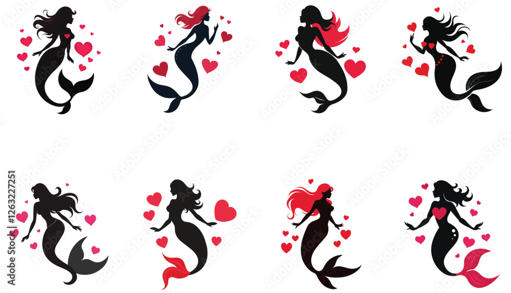 Fototapeta premium Mermaid with red heard