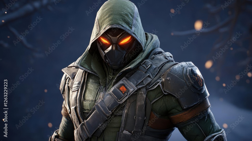 Naklejka premium Masked Warrior: Futuristic Combat Gear