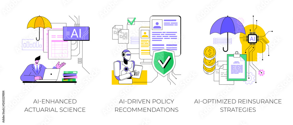 AI for Insurance Companies abstract concept vector illustrations.