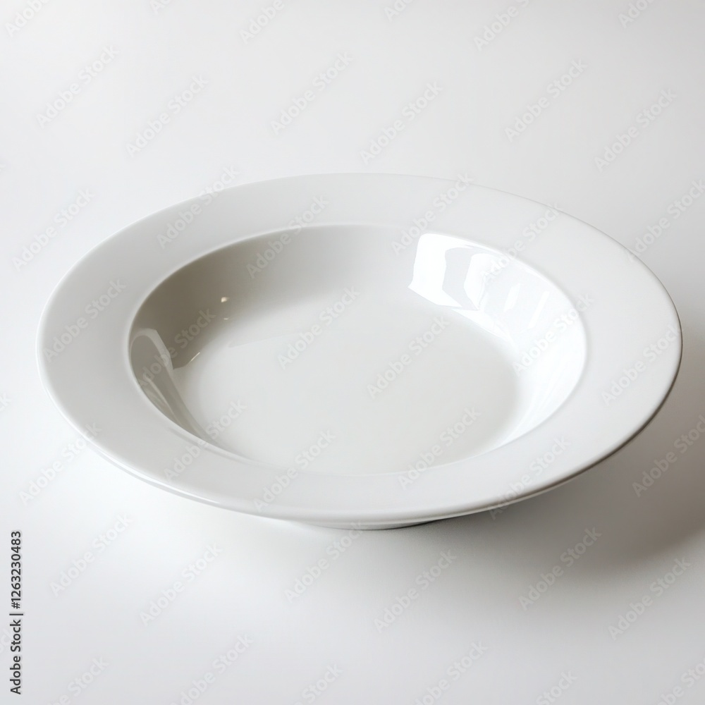 Clean white empty plate on a white table Clean white empty plate on a white table