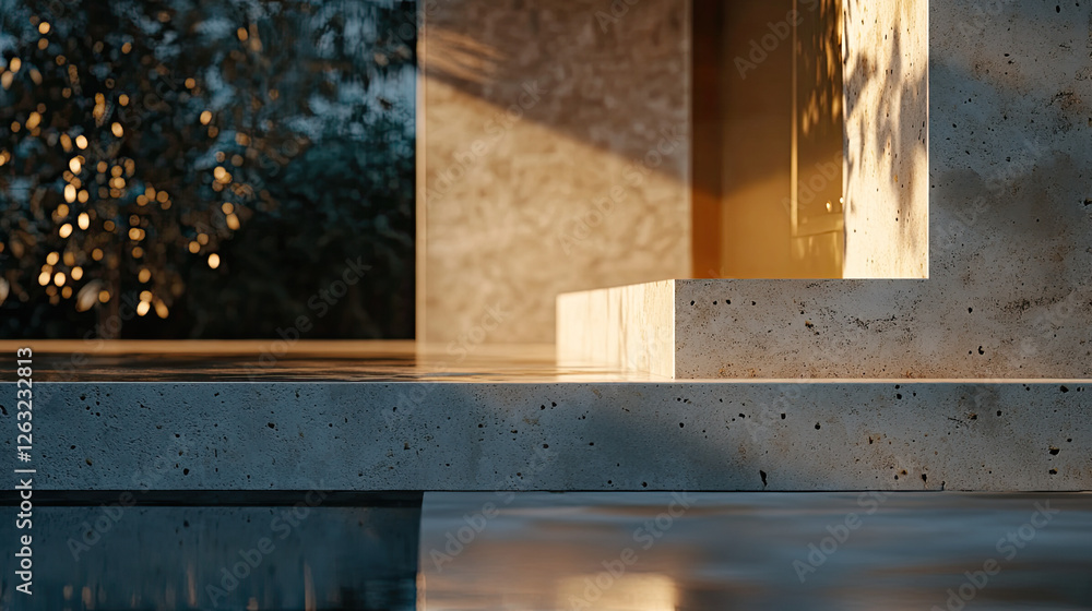 Modern Architectural Design with Concrete and Soft Lighting Details Modern Architectural Design with Concrete and Soft Lighting Details